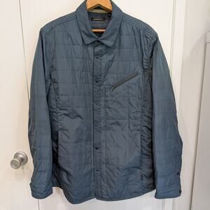Jeremiah Quilted Puffer Shirt Jacket Snap Front Slate Blue Pockets Mens Large